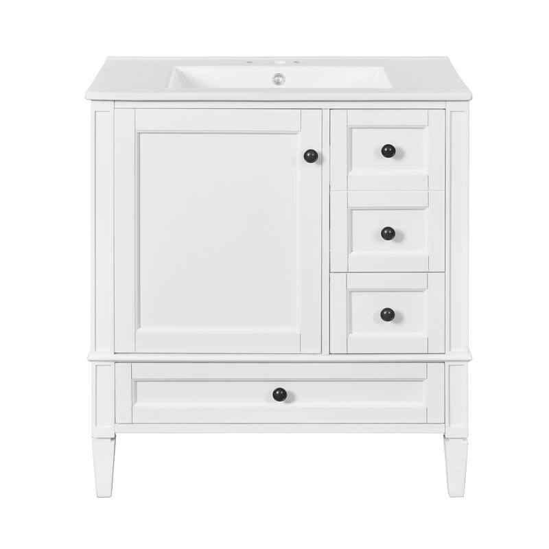 30'' Freestanding Bathroom Vanity with White Integrated Ceramic Sink - 30'' x 18.3'' x 33.78''