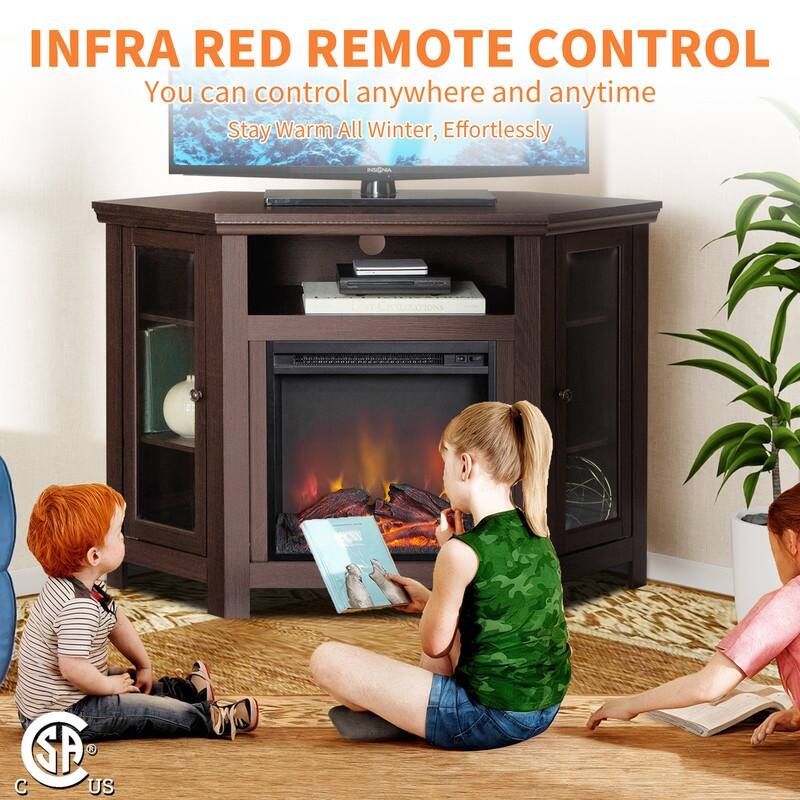 58-60" Fireplace TV Stand for 55-65" TVs w/ 18-23" Insert Farmhouse/Modern/Rustic Barn/Glass Doors Espresso/Grey/Brown/White Oak