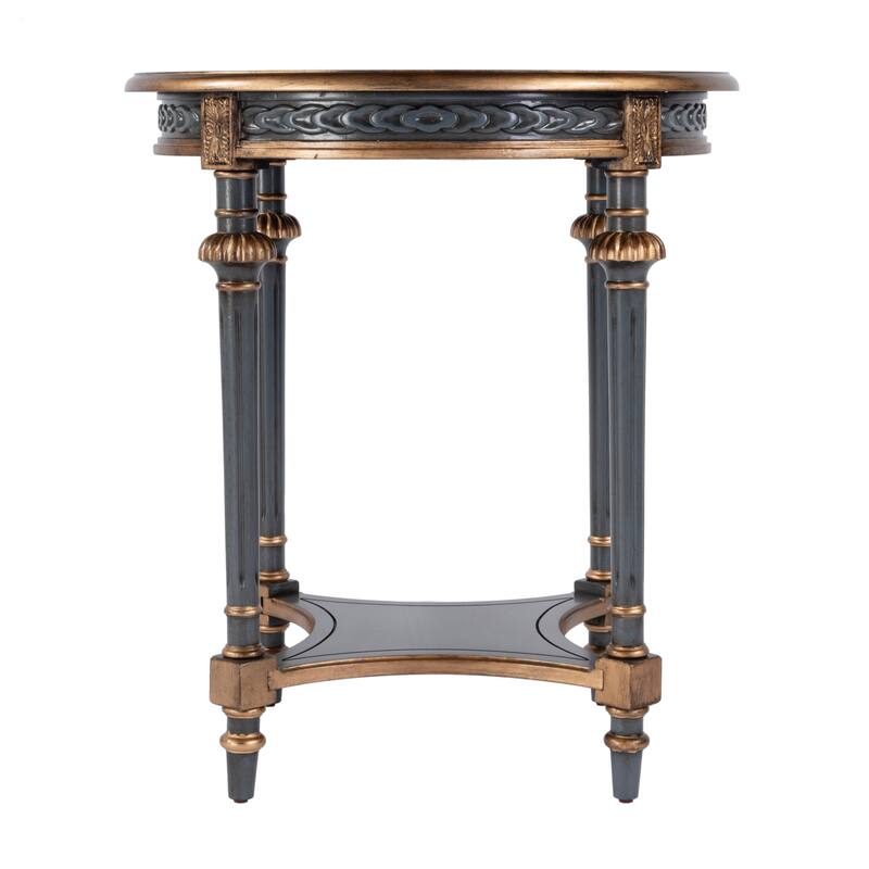 Hellinger 24 in. W Round Wood Tall End Table with Open Shelf