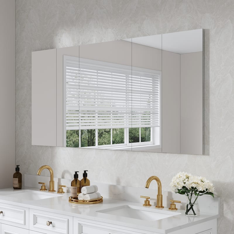 Bath 30'H Recessed or Surface Wall Mount Medicine Cabinet With Adjustable Glass Shelves
