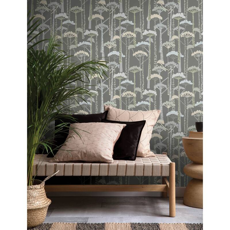 A-Street Prints Unify Aqua Forest Wallpaper