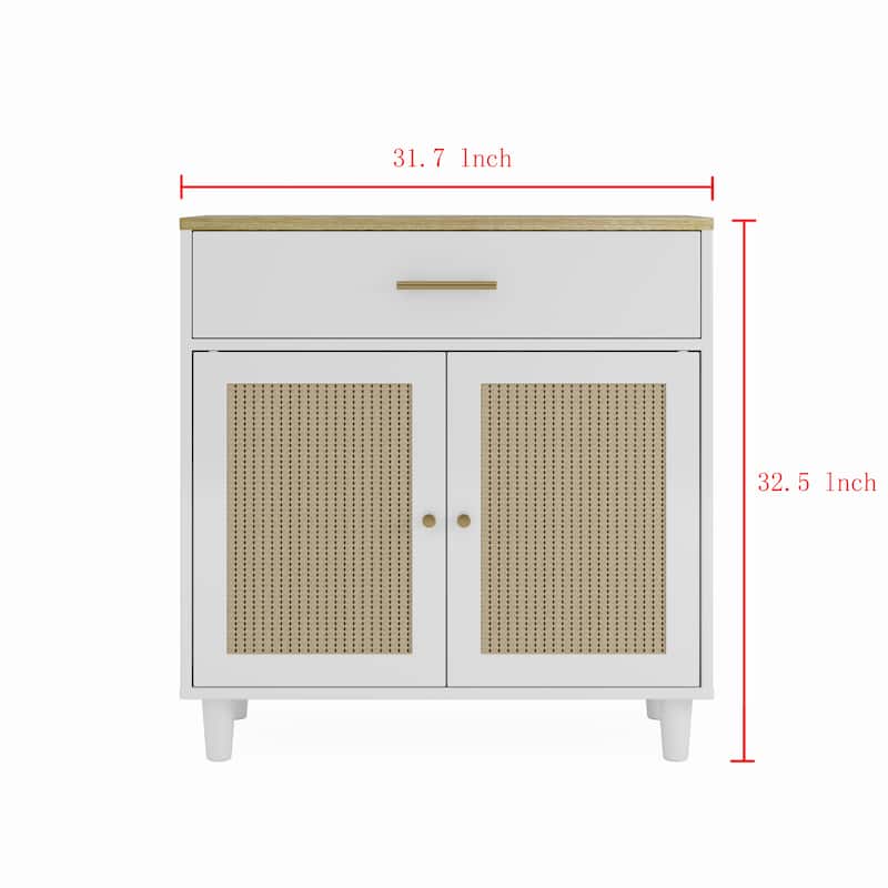 Roomfitters Cat Litter Box Enclosure, Hidden Pet Cabinet, Sideboard Storage, Scratch Pad, MDF, White