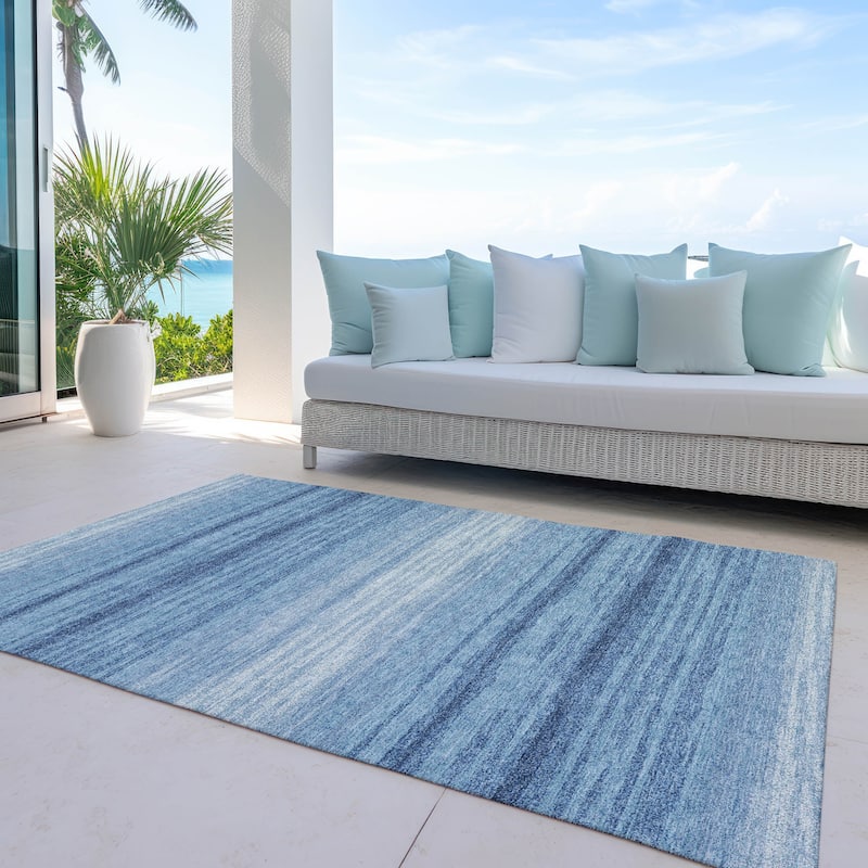 Machine Washable Indoor/ Outdoor Ombre Stripe Chantille Rug