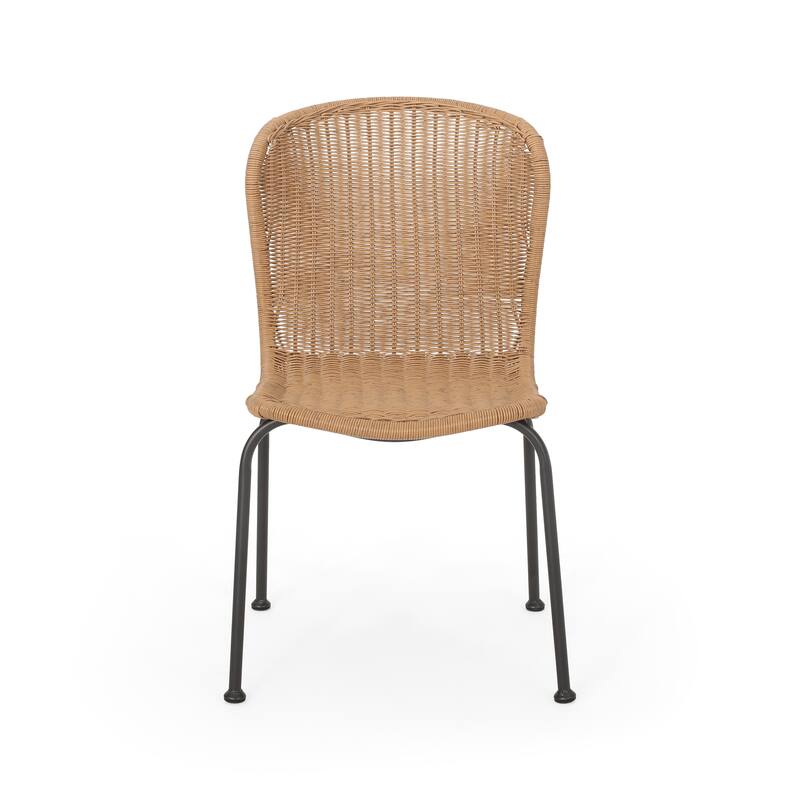 3 Pieces Wicker Patio Bistro Furniture Set, Outdoor Rattan Apartment Balcony Furniture Sets with Seat Cushion, Natural