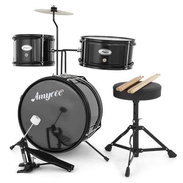 Lexington Drumset voor kinderen, 3-delig, drumstel voor kinderen met snare, Tom, basdrum, basdrumpedaal, troon, bekkens, drumsticks, zwart, blauw, rood Lexington Drumset voor kinderen, 3-delig, drumstel voor kinderen met snare, Tom, basdrum, basdrumpedaal, troon, bekkens, drumsticks, zwart, blauw, rood