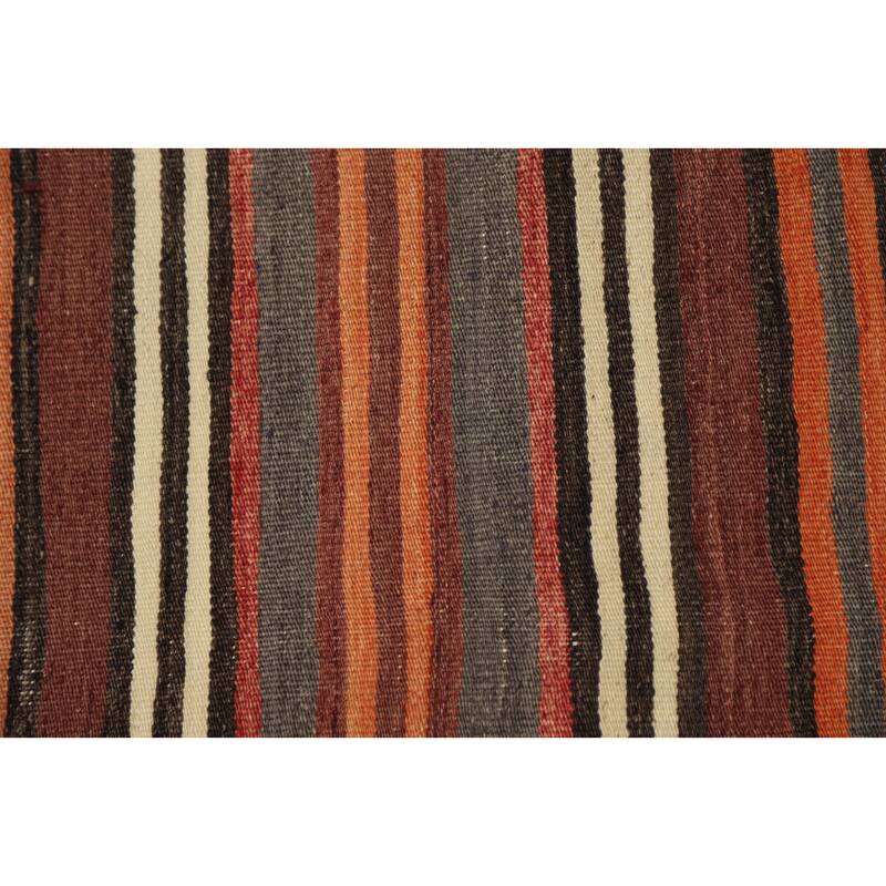 Hand Woven Oriental 100% Wool Carpet Southwestern Geometric Multi-Colored Kilim Area Rug - 10' 4'' X 5' 2''