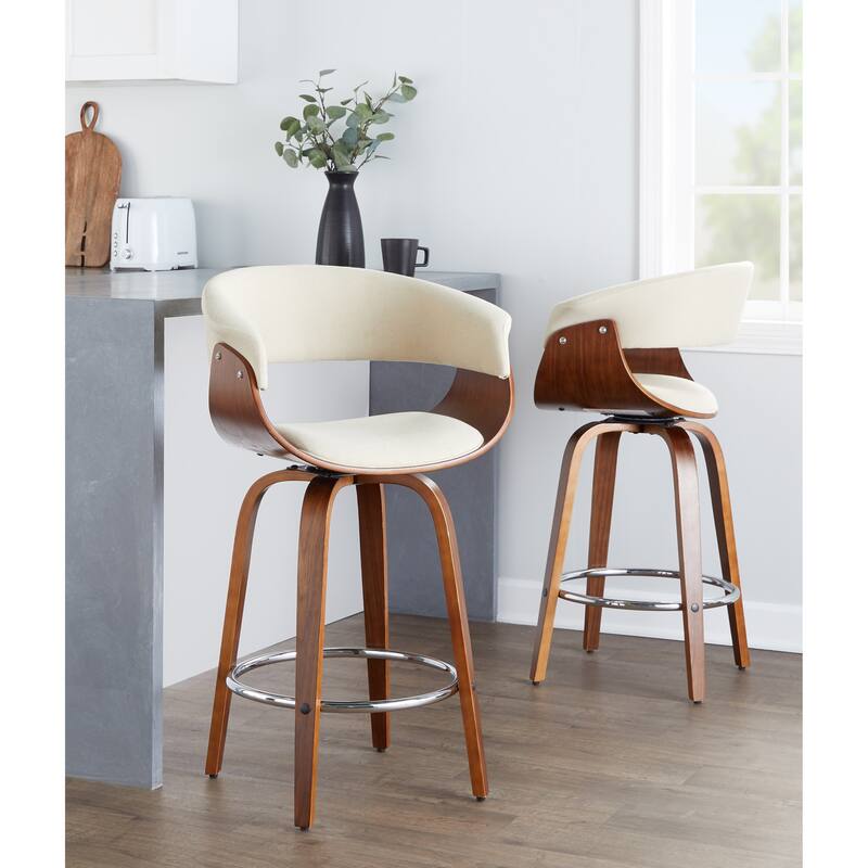 Carson Carrington Sauda 26" Fixed-Height Counter Stool with Bent Wood Legs (Set of 2)