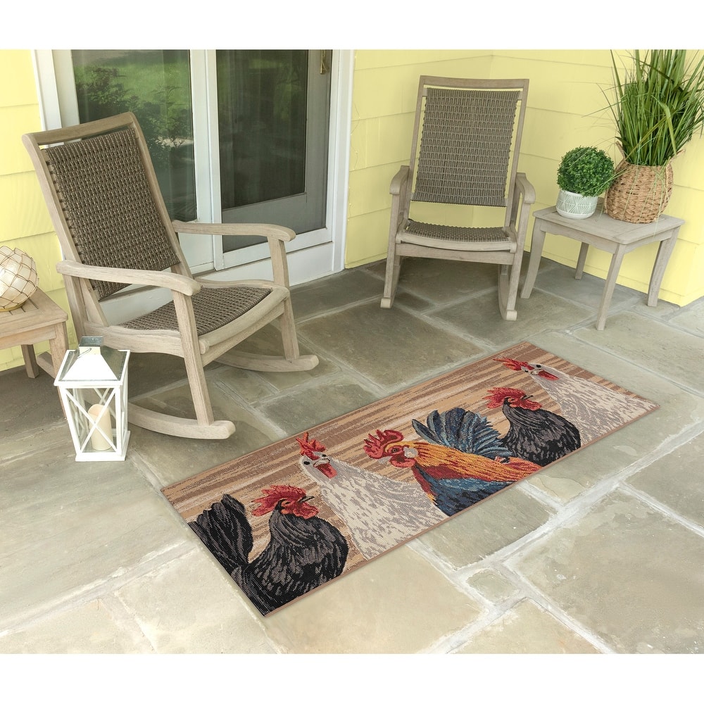 Liora Manne Esencia Three Roosters Indoor/Outdoor Mat