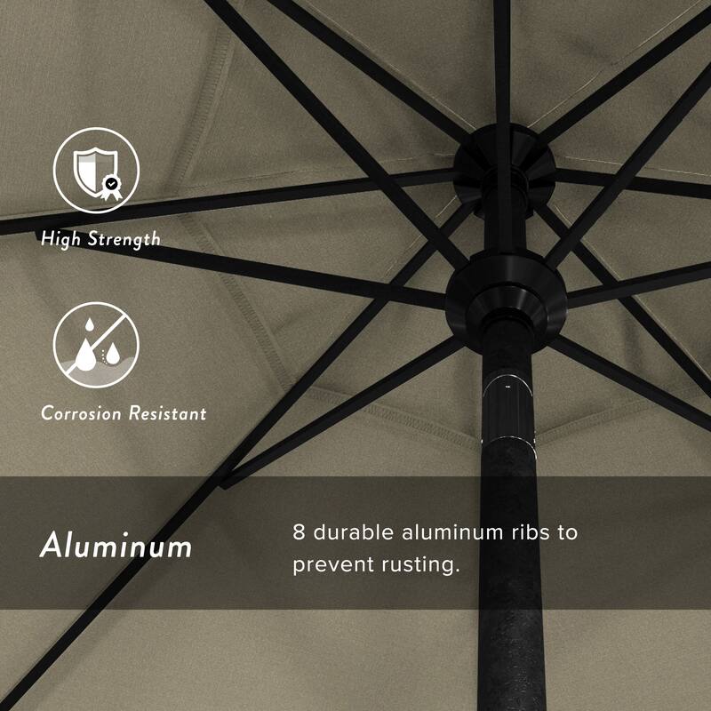 California Umbrella 75' Round Crank Lift Push Button Tilt Black Aluminum Patio Umbrella Sunbrella