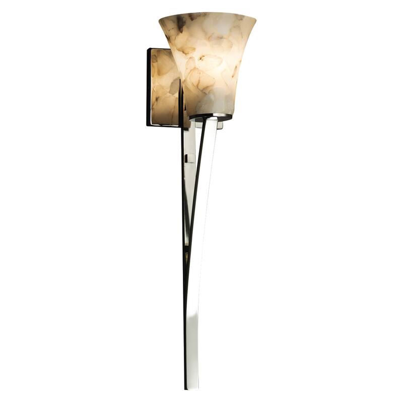 Justice Design Alabaster Rocks Sabre 1-light Polished Chrome Wall Sconce, Round Flared Shade