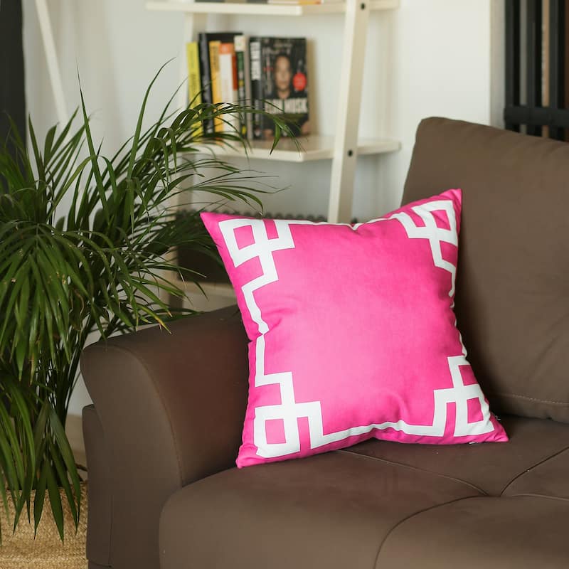 Carson Carrington Geometric Pink and White 18-inch Throw Pillow Cover