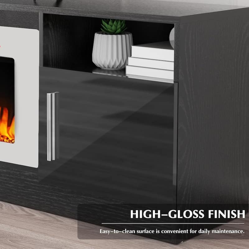Bossin 70" Fireplace TV Stand with 36" Electric Fireplace, TV Stand for TVs Up to 80", 16 Colors LED Lights/Entertainment Center