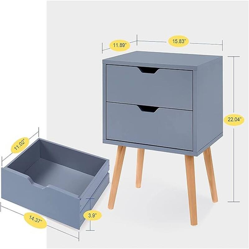 Nightstand with Storage Drawer Set of 2