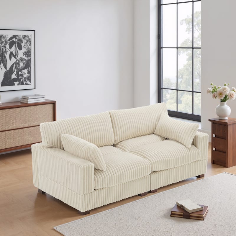 80"Plush Upholstery Loveseat Modular Sofa Couch