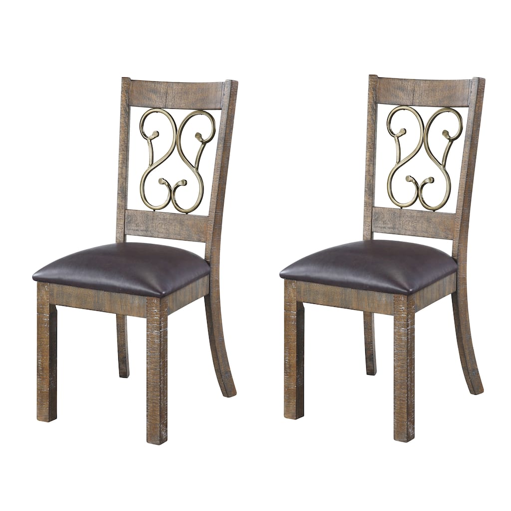 Weathered Cherry and Black Open Back Side Chairs (Set of 2)