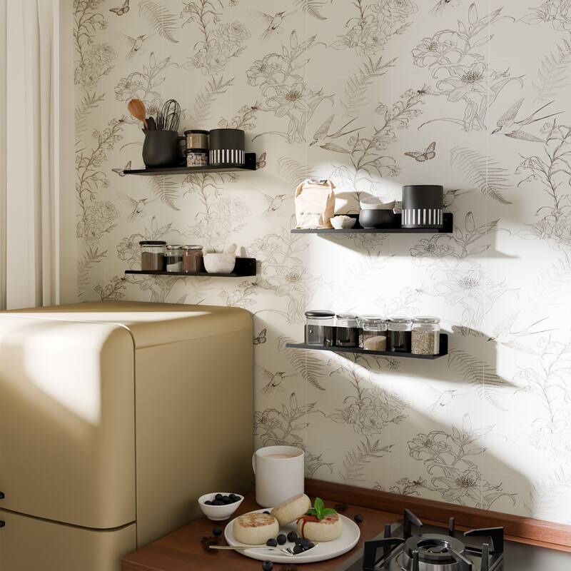 Set of 4 Wooden Floating Wall Shelves for Bathroom, Kitchen, Living Room