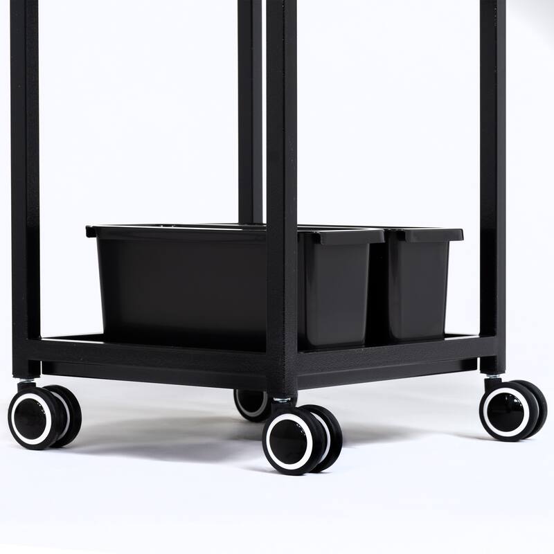 Glider Pro Metal Trolley with 2 Magnetic Bowls Rolling Cart Tools Organizer - N/A