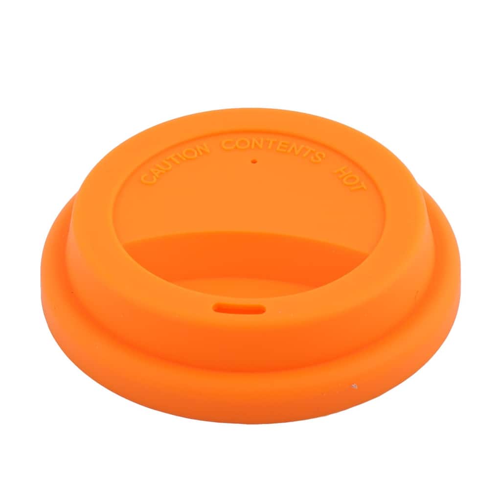 Silicone Round Shaped Resuable Sealed Mug Lid Tea Coffee Cup Cover - Orange - 3.7" x 0.8"(Outer.D*H)