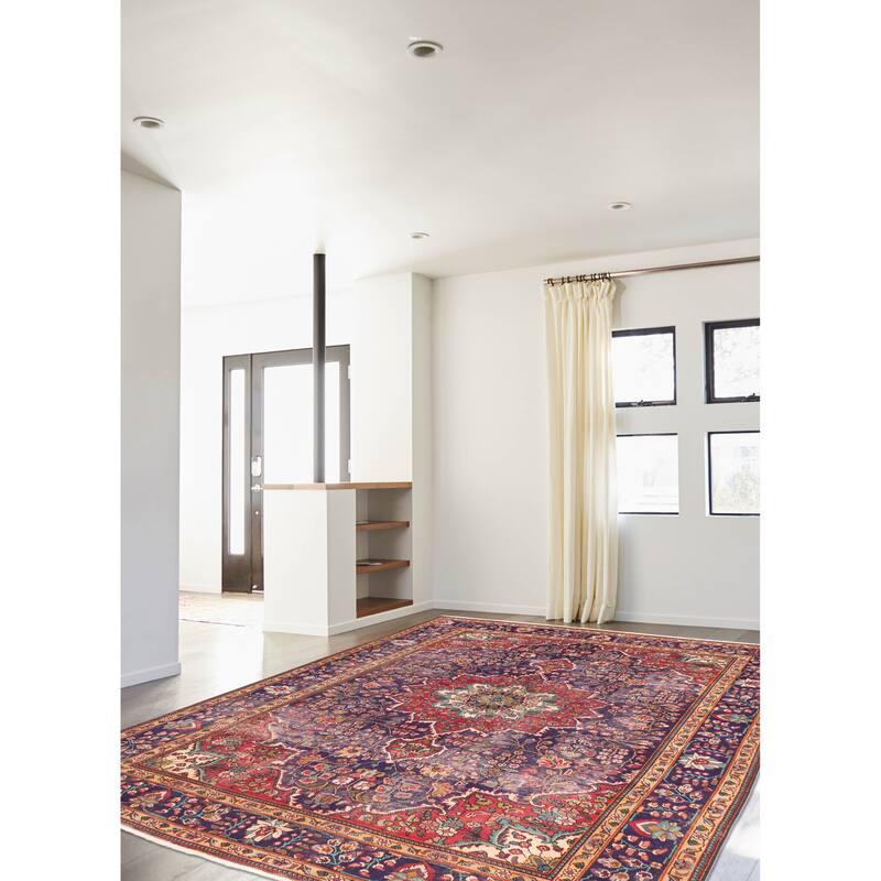 ECARPETGALLERY Hand-knotted Antalya Vintage Navy Wool Rug - 6'9 x 9'4