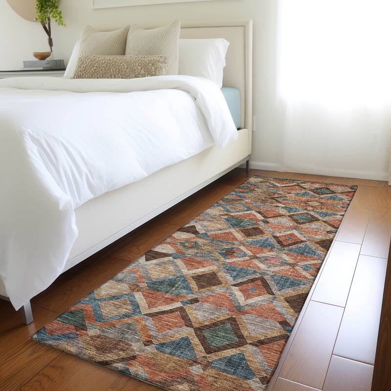 Machine Washable Indoor/ Outdoor Boho Modern Chantille Rug - Brown - 2'3" x 7'6"