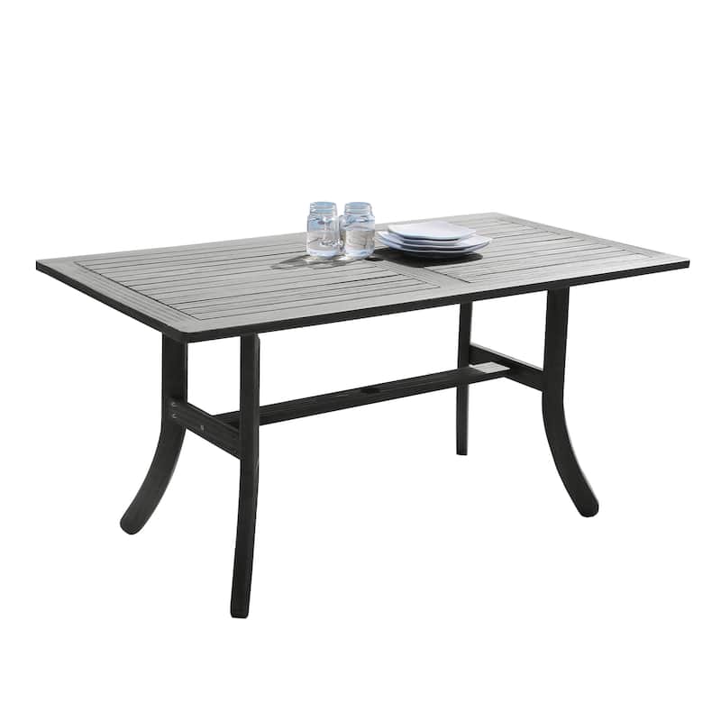 Hakan Wood Patio Curvy Legs Table and Stacking Chair Set