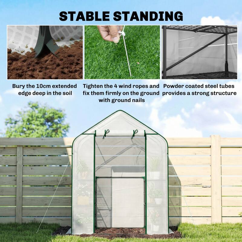 Outsunny 4.7' x 2.3' x 6.2' Small Greenhouse for Outdoors, 3 Tiers 6 Shelves, Portable Greenhouse with UV-resistant PE Cover