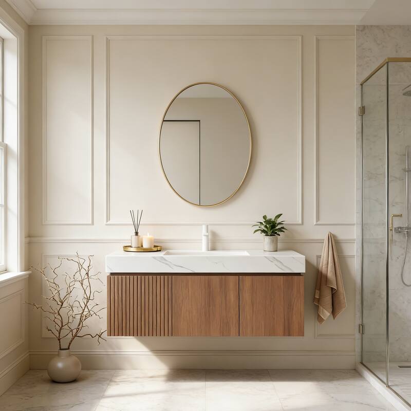 Floating Storage Bathroom Vanity with 1 Pre-drilled Faucet Hole