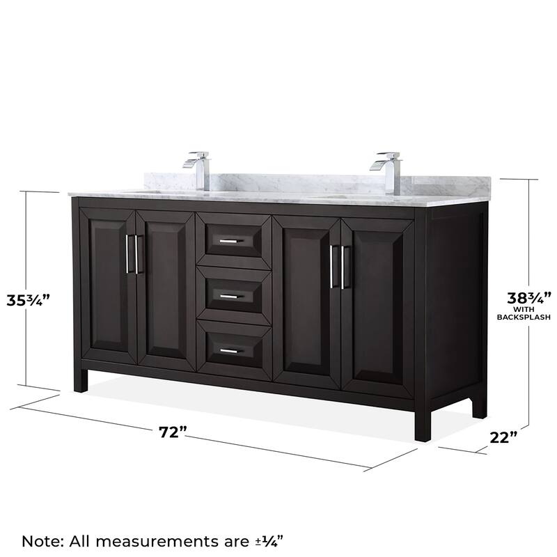Wyndham Collection Daria 72" Free Standing Double Vanity Set with MDF