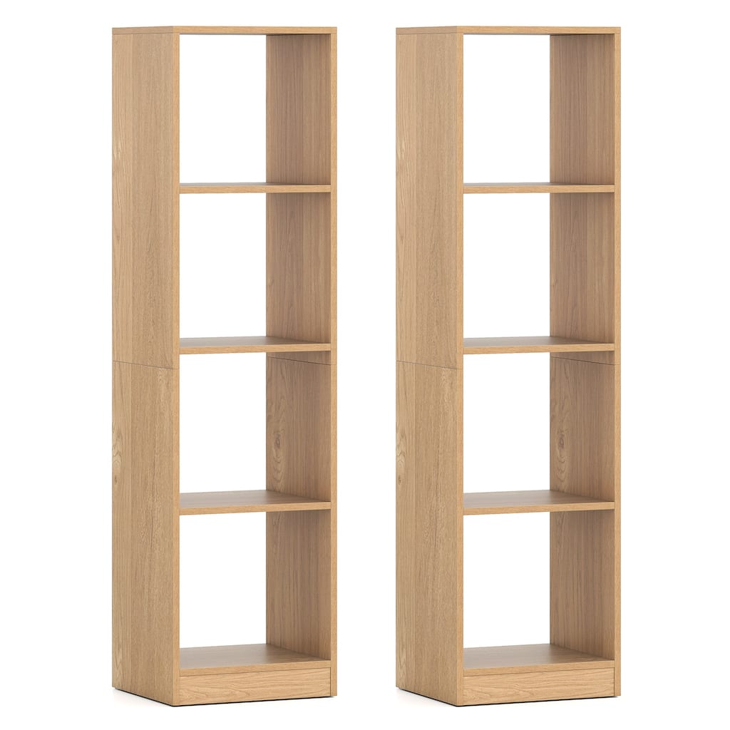 Gymax 2PCS 5-Tier Bookshelf Corner Bookcase Storage Display Organizer