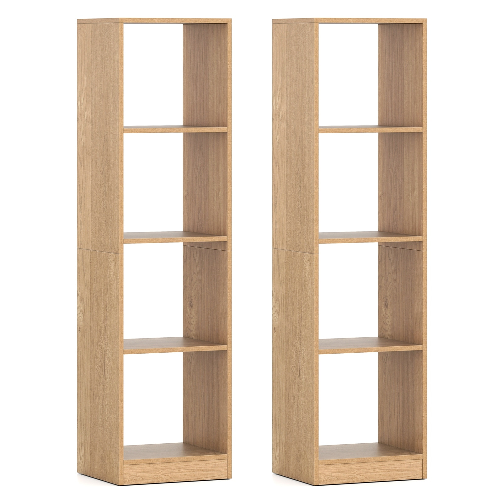 Gymax 2PCS 5-Tier Bookshelf Corner Bookcase Storage Display Organizer