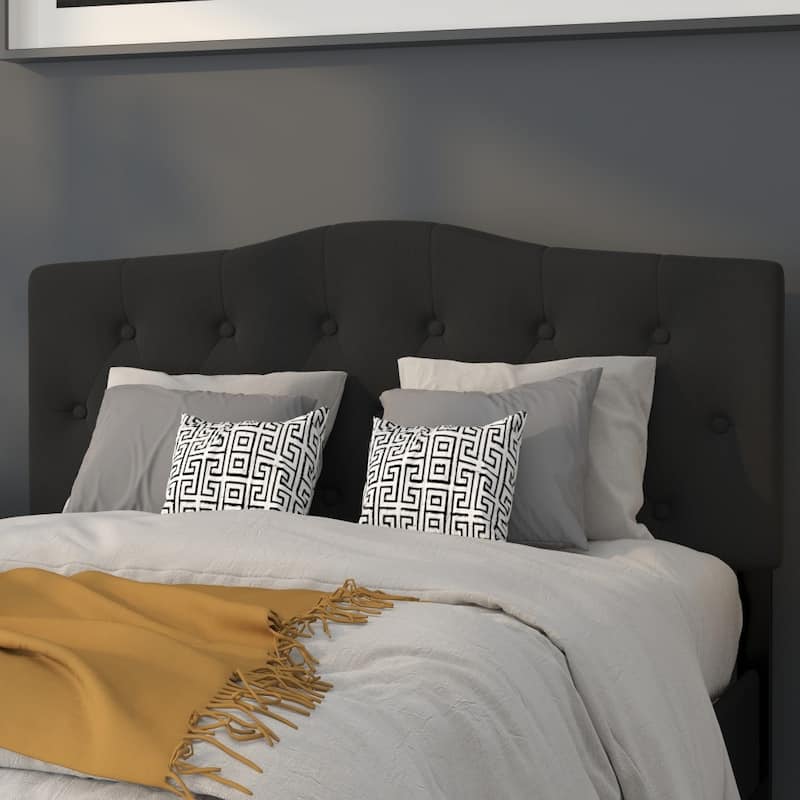 Arched Button Tufted Upholstered Headboard - Black - Full