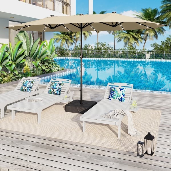 15 ft patio double-sided umbrella with base Alpha Joy 15ft Extra Large Outdoor Patio Double-Sided Umbrella with So