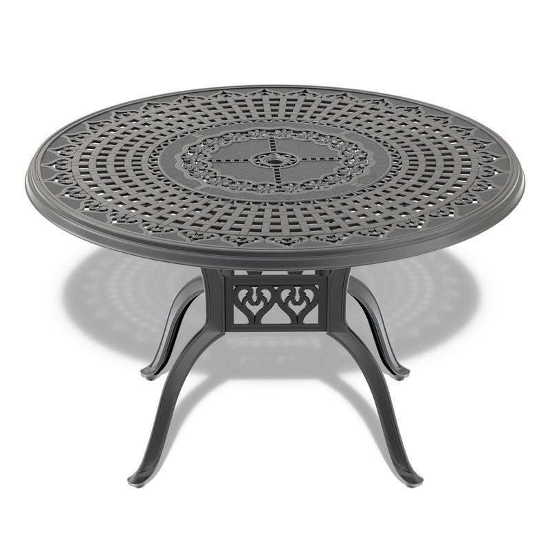 5-Piece Aluminum Round Outdoor Patio Dining Set, 4 Cushioned Swivel Chairs, Table, All-Weather Frames