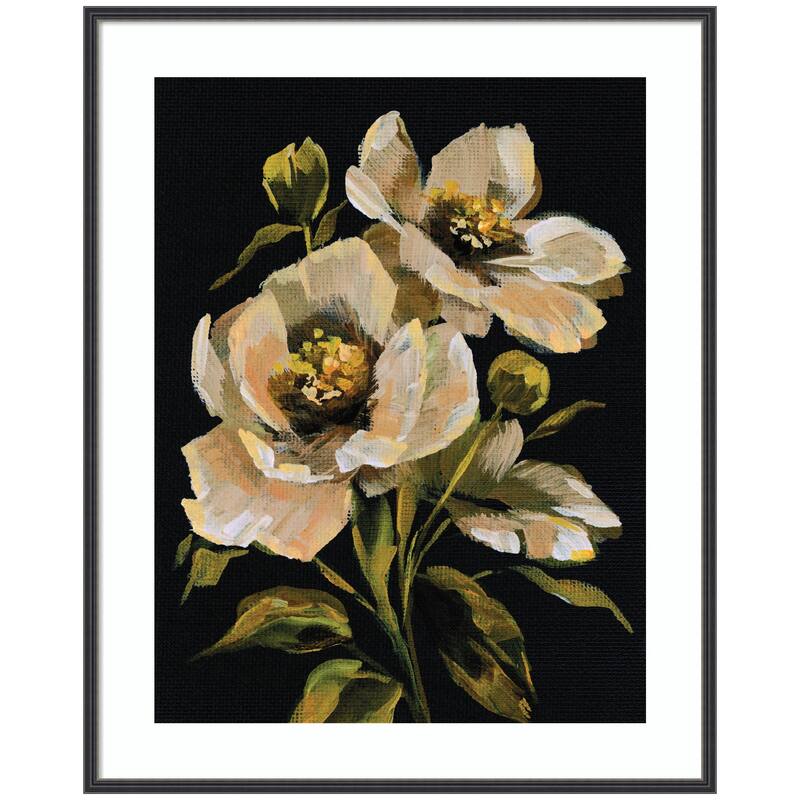 Kate and Laurel Framed Art Moody Floral 8 by Annie Quigley - 33x41 - Black
