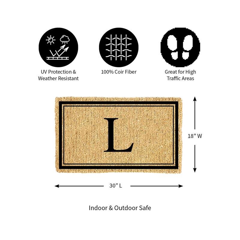 28 in. x 16 in. Monogram Coir Mat, Letter "L"