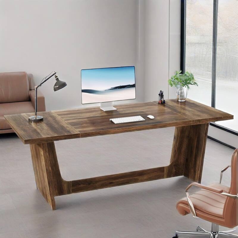 Executive Desk with MDF Construction Spacious Workstation for Home Office and Study