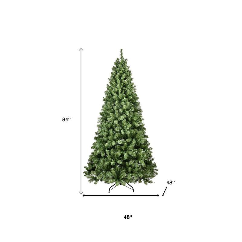 HomeRoots 7' White Pre Lit Full Fir Christmas Tree - 48.00 in. x 84.00 in. x 48.00 in.