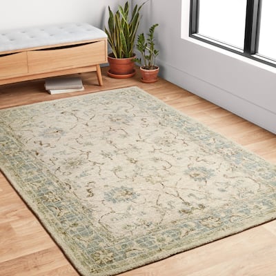 Alexander Home Transitional Scroll Hand-hooked Wool Area Rug