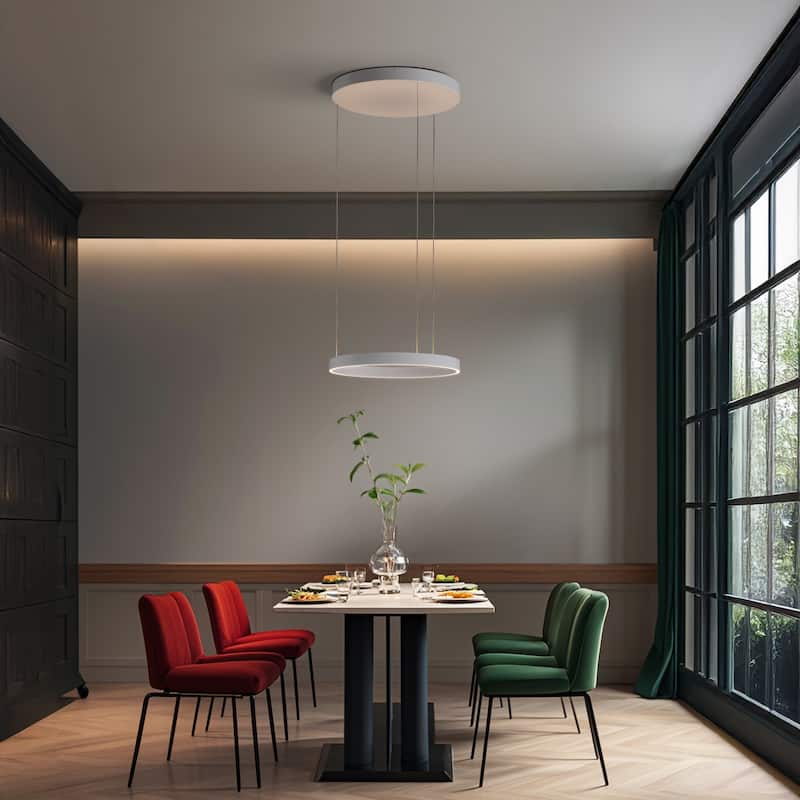 Metal Adjustable Dimmable Ring LED Pendant, By JONATHAN Y - 1-Light