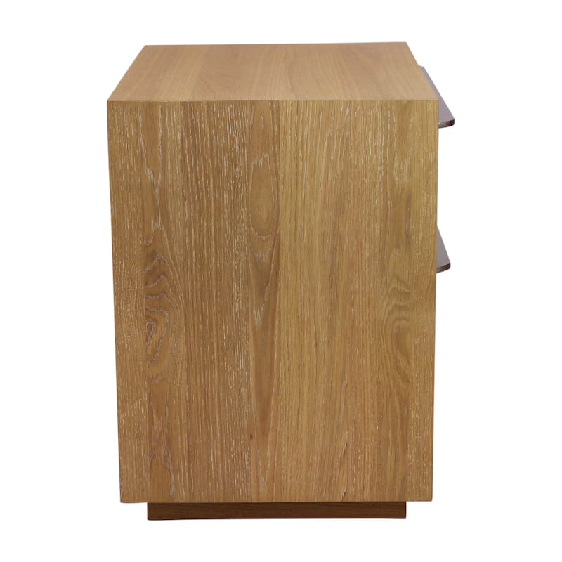 28" Oak Two Drawer Wood Nightstand
