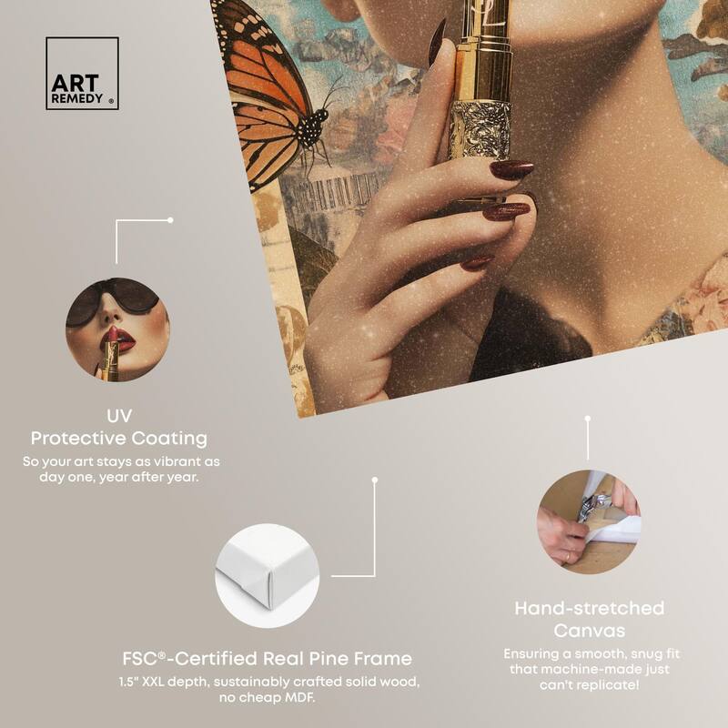 Iconic Lady Butterfly Collage II Canvas by Art Remedy, Gallery Wrapped