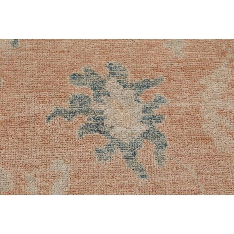 Hand Knotted Oriental 100% Wool Carpet Transitional All-Over Oranges & Rust Oushak Area Rug - 8' 11'' X 6' 0''