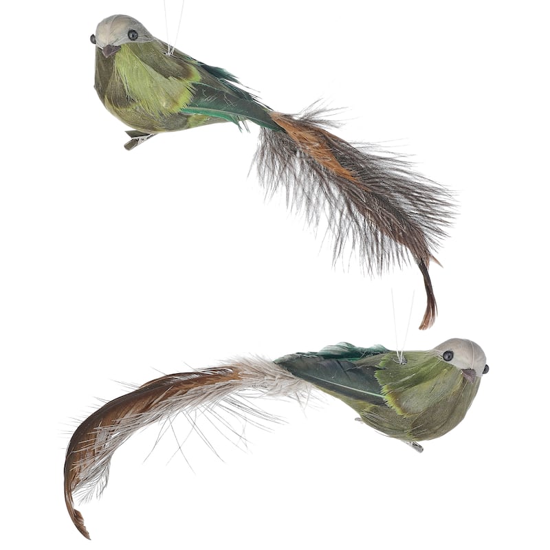 14" Deer Valley Feather Bird Clip Ornament Set of 2