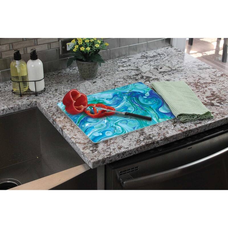 Counterart Glass Cutting Board Counter Saver 12"x15" , Ocean Vibe - 12x15x.231