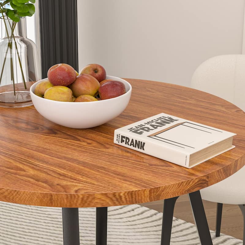 VECELO 35.43'' Round Butterfly Leg Dining Table for 4 MDF Top Kitchen Table Kitchen & Dining Room Tables