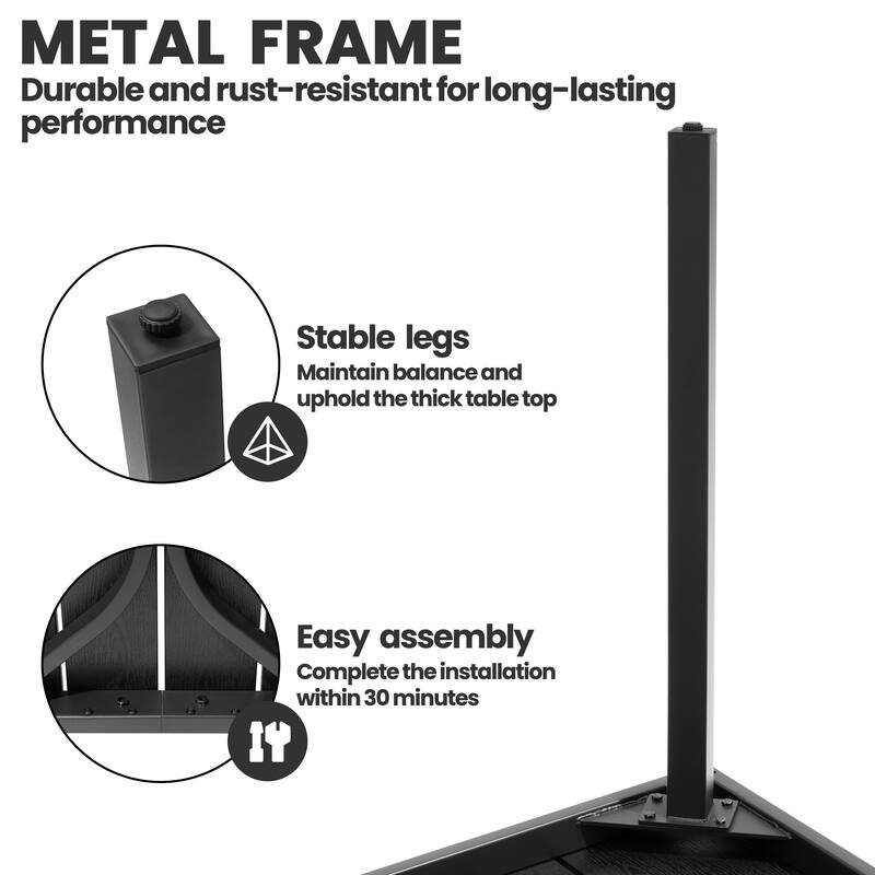 9-Piece Outdoor Dining Set Rectangle Patio Dining Table with Umbrella Hole and Folding Chairs