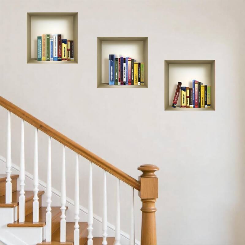 HomeRoots Set of Three Tina Niche 3D Square Peel and Stick Wall Decals - Brown - 20 in. x 20 in.  x 0.04 in.