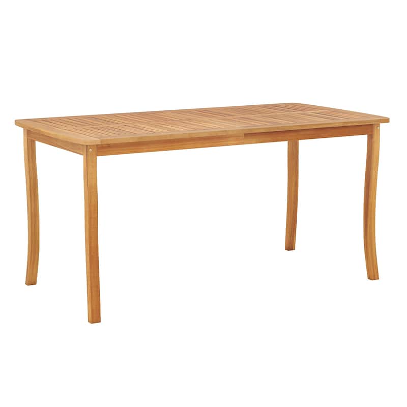 63 Inch Acacia Wood Outdoor Dining Table with Umbrella Hole for Patio Backyard Garden - 63" x 32" x 30"