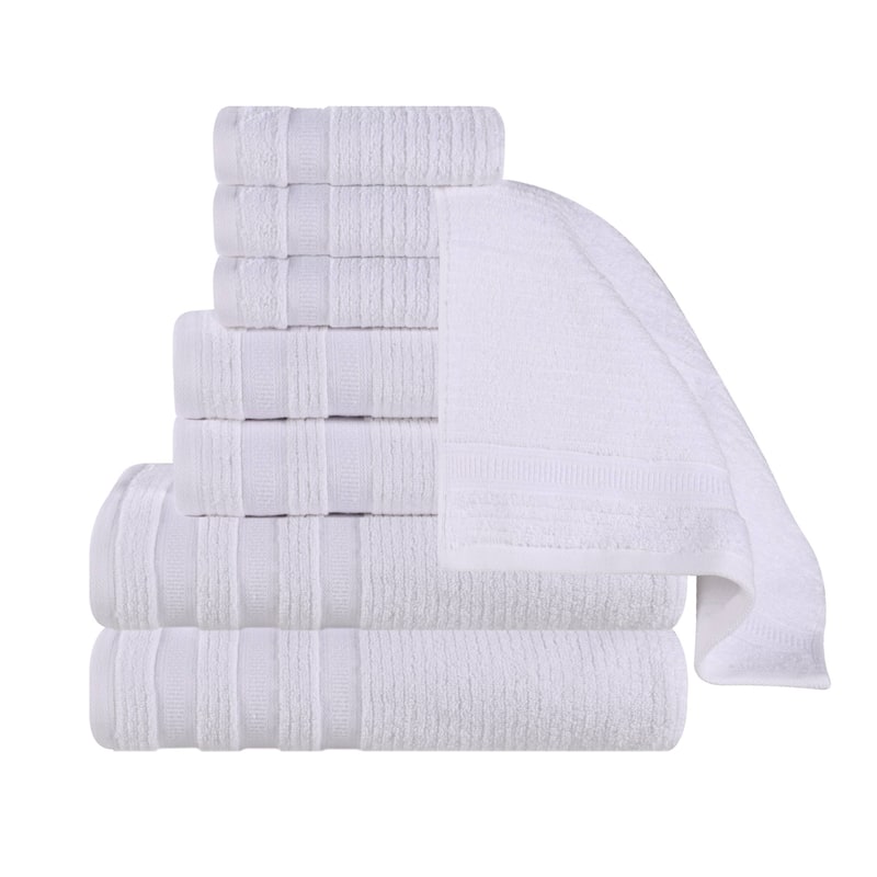 Superior Brea Zero Twist Cotton Ribbed Modern 8 Piece Bathroom Towel Set
