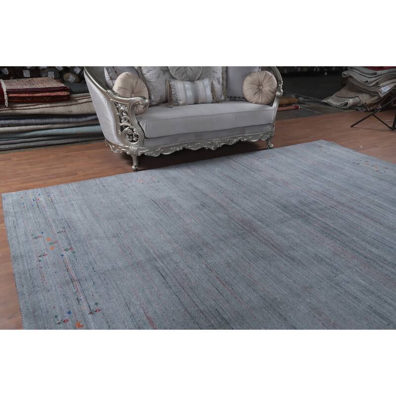 Hand Knotted Oriental 100% Wool Carpet Tribal Animal Pictorial Navy Blue & Blues Gabbeh Area Rug - 12' 0'' X 8' 11''